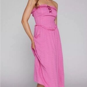 Kimchi Blue Urban Outfitters Strapless Pink Midi Dress